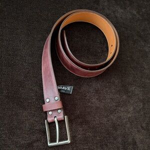 Brave Burgundy Leather Belt with Silver Buckle